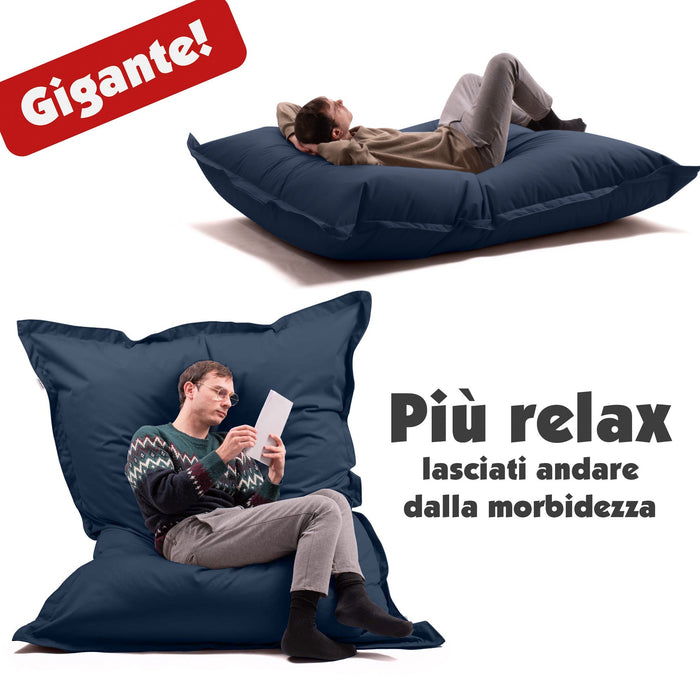 Pouf Cuscino Thin gigante sacca vuota in tessuto antistrappo impermeabile Jive per interno dim.200x140cm