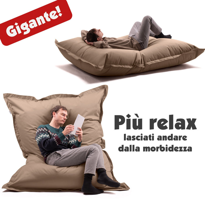 Pouf Cuscino Thin gigante sacca vuota in tessuto antistrappo impermeabile Jive per interno dim.200x140cm