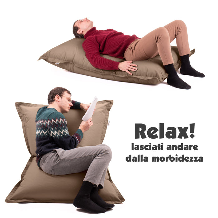 Pouf Cuscino Thin medio sacca vuota in tessuto antistrappo impermeabile Jive per interno dim.135x90 cm
