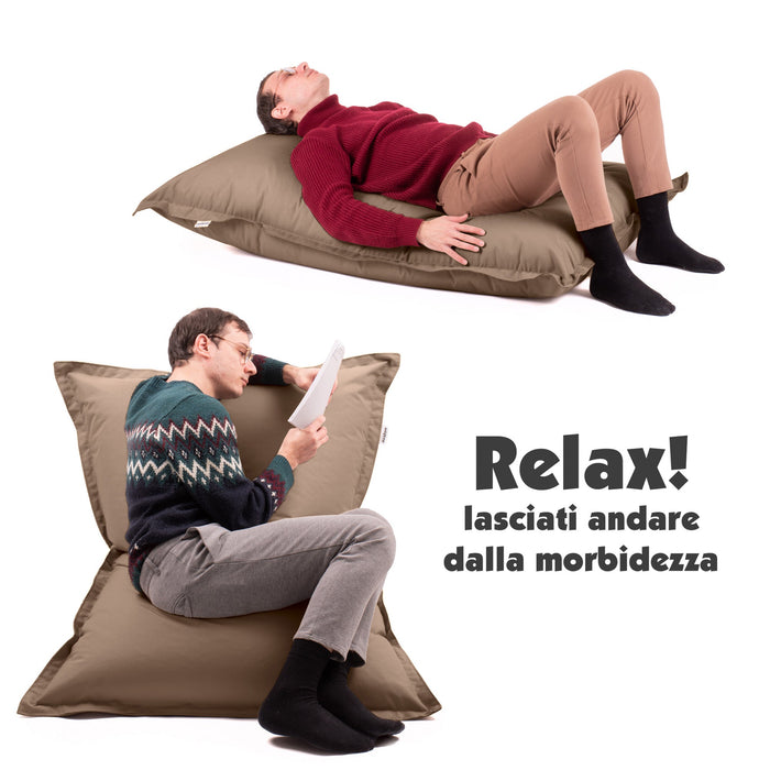 Pouf poltrona Cuscino Thin medio Jive con Sacca interna Imbottito in tessuto antistrappo impermeabile per interno dim.90x135 cm