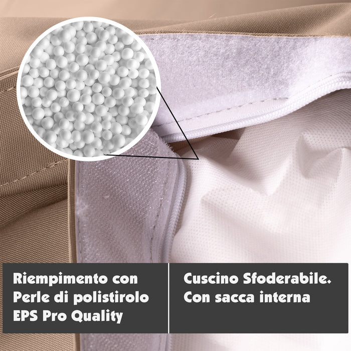 Pouf Cuscino Thin medio sacca vuota in tessuto antistrappo impermeabile Jive per interno dim.135x90 cm