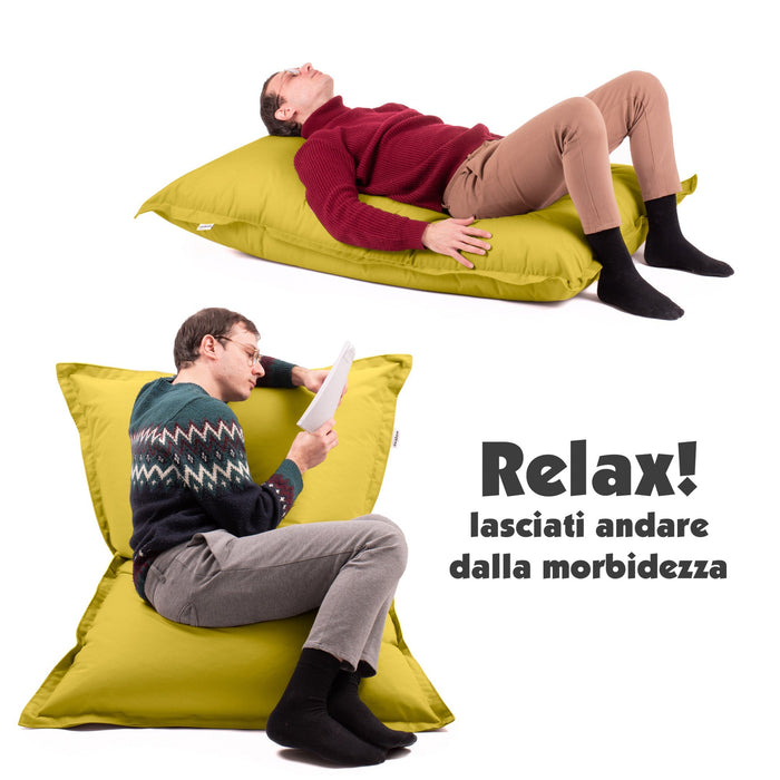 Pouf Cuscino Thin medio sacca vuota in tessuto antistrappo impermeabile Jive per interno dim.135x90 cm