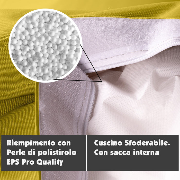 Pouf Cuscino Thin medio sacca vuota in tessuto antistrappo impermeabile Jive per interno dim.135x90 cm