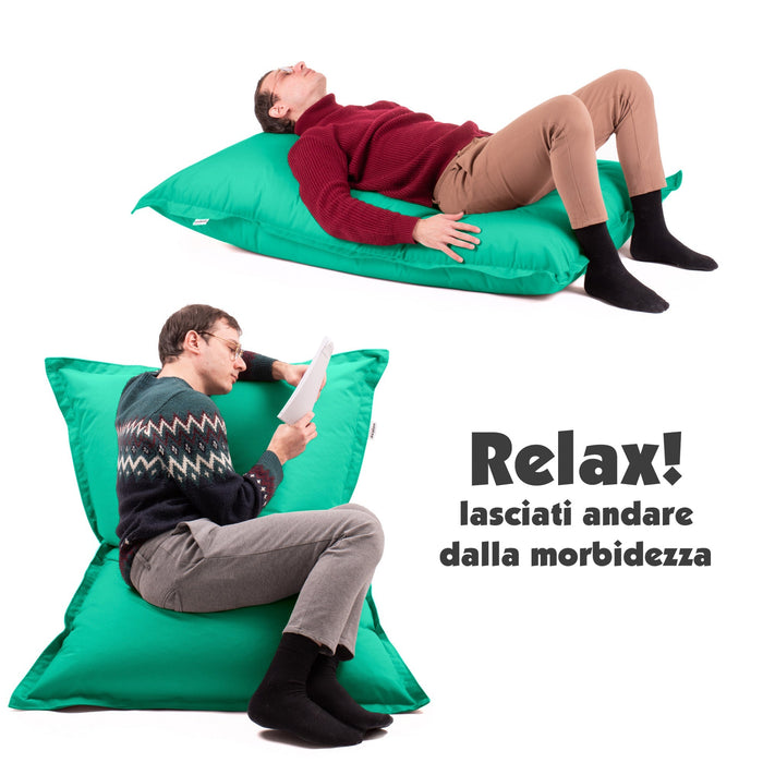 Pouf Cuscino Thin medio sacca vuota in tessuto antistrappo impermeabile Jive per interno dim.135x90 cm