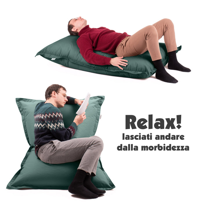 Pouf Cuscino Thin medio sacca vuota in tessuto antistrappo impermeabile Jive per interno dim.135x90 cm