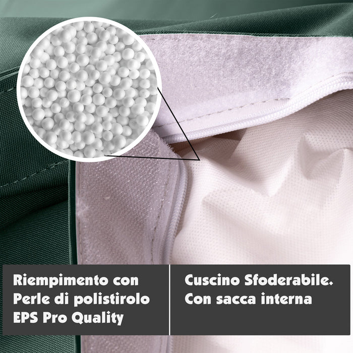 Pouf Cuscino Thin medio sacca vuota in tessuto antistrappo impermeabile Jive per interno dim.135x90 cm