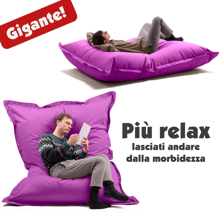 Pouf Cuscino Thin gigante sacca vuota in tessuto antistrappo impermeabile Jive per interno dim.200x140cm
