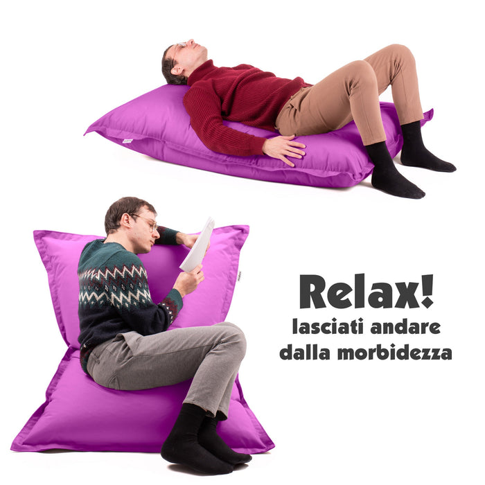 Pouf Cuscino Thin medio sacca vuota in tessuto antistrappo impermeabile Jive per interno dim.135x90 cm