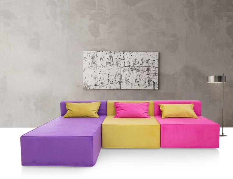 Magia Divano Doppia Poltrona Con Chaise Longue Viola - Tessuto Softhand - Avalon