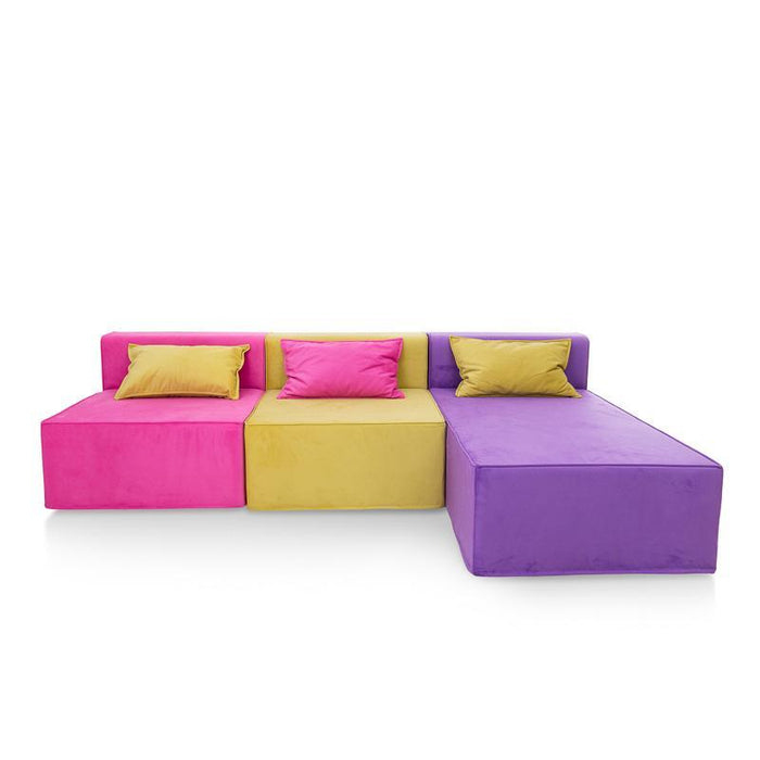 Magia Divano Doppia Poltrona Con Chaise Longue Viola - Tessuto Softhand - Avalon