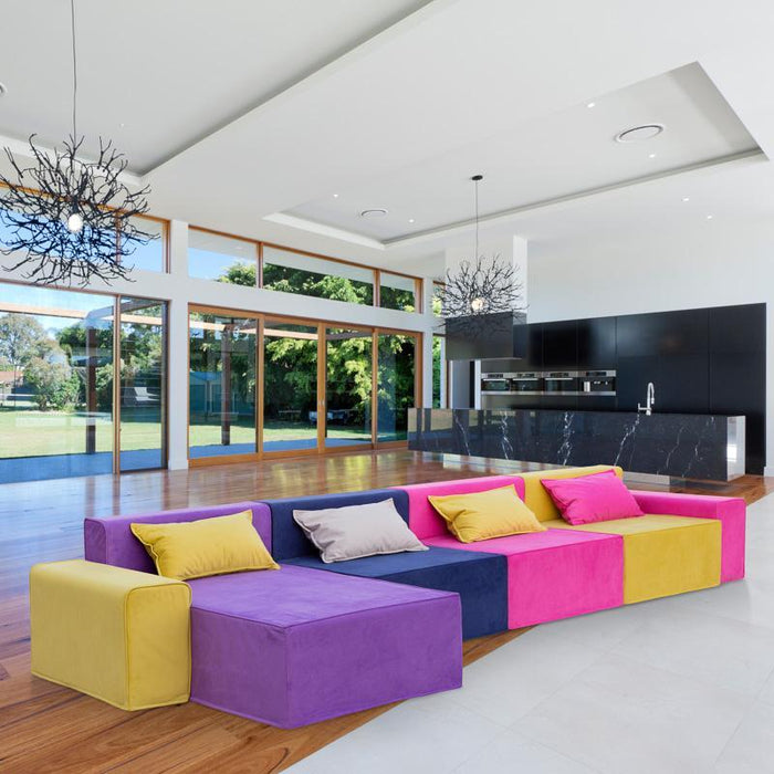 Magia Divano Tripla Poltrona Con Chaise Longue e braccioli - Tessuto Softhand - Avalon