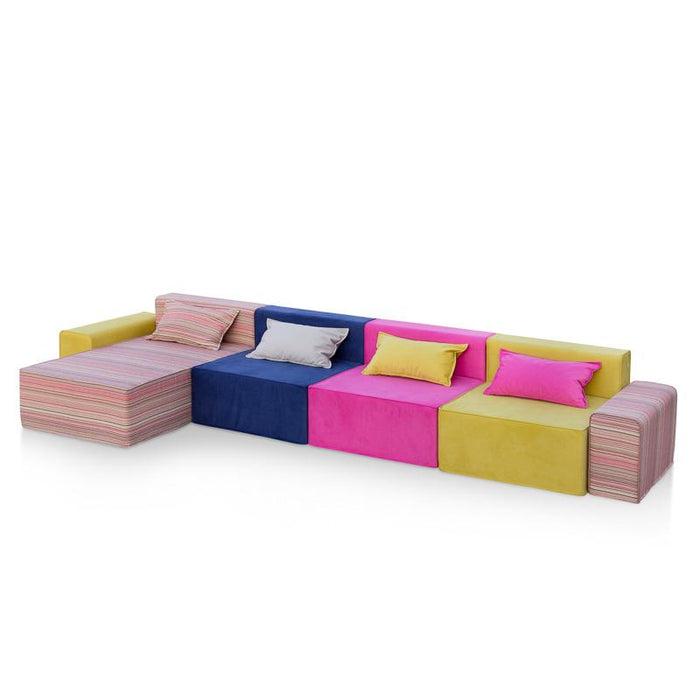 Magia Divano Tripla Poltrona Con Chaise Longue e braccioli - Tessuto Softhand - Avalon