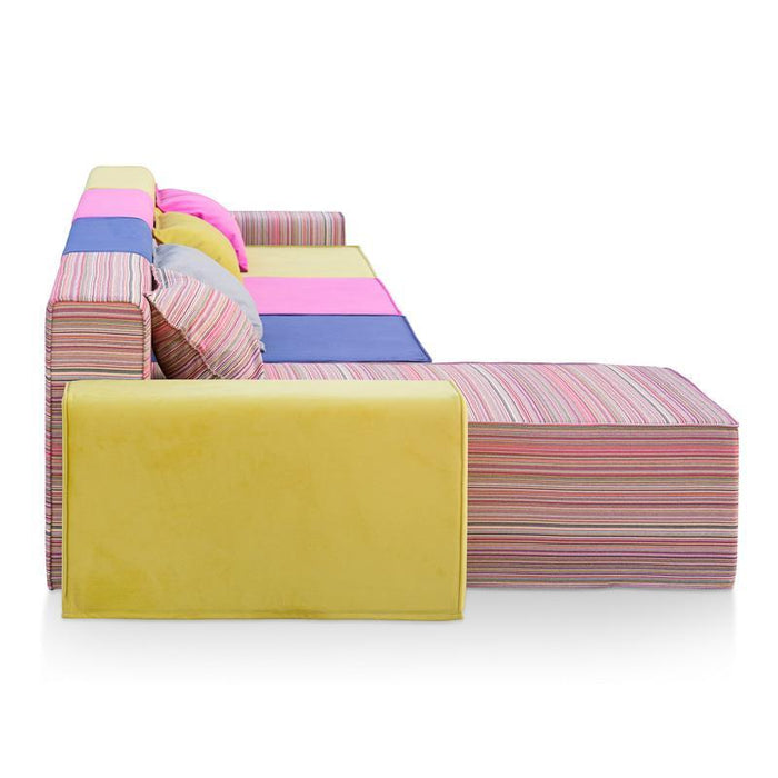 Magia Divano Tripla Poltrona Con Chaise Longue e braccioli - Tessuto Softhand - Avalon