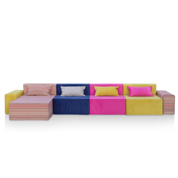 Magia Divano Tripla Poltrona Con Chaise Longue e braccioli - Tessuto Softhand - Avalon