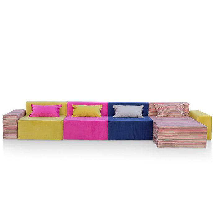 Magia Divano Tripla Poltrona Con Chaise Longue e braccioli - Tessuto Softhand - Avalon