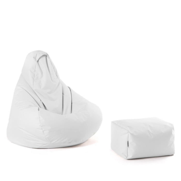 Pouf poltrona sacco Herry con poggiapiedi in omaggio, Avalon in tessuto poliestere Jive per interno. Dim: Ø80 x H90 cm