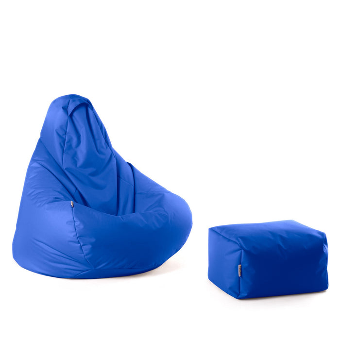 Pouf poltrona sacco Herry con poggiapiedi in omaggio, Avalon in tessuto poliestere Jive per interno. Dim: Ø80 x H90 cm
