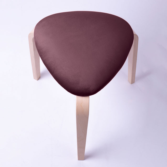 Sgabello Rotary moderno in velluto con struttura in legno naturale chiaro dim: H 45 cm x Diam 35 cm