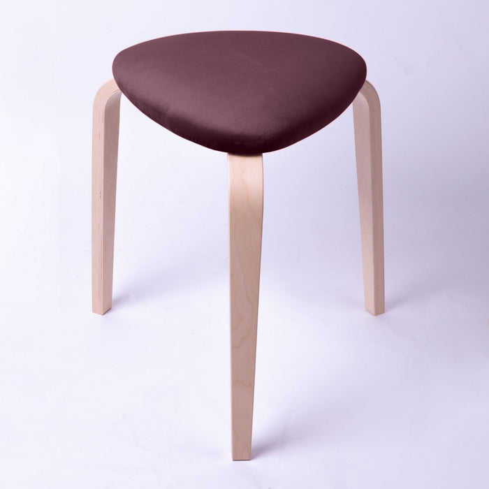 Sgabello Rotary moderno in velluto con struttura in legno naturale chiaro dim: H 45 cm x Diam 35 cm