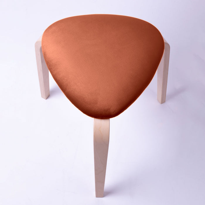 Sgabello Rotary moderno in velluto con struttura in legno naturale chiaro dim: H 45 cm x Diam 35 cm