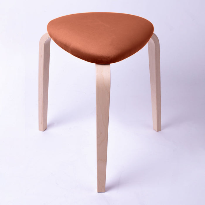 Sgabello Rotary moderno in velluto con struttura in legno naturale chiaro dim: H 45 cm x Diam 35 cm