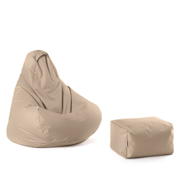Pouf poltrona sacco Herry con poggiapiedi in omaggio, Avalon in tessuto poliestere Jive per interno. Dim: Ø80 x H90 cm