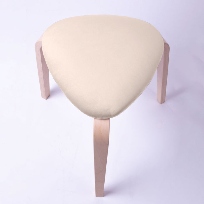Sgabello Rotary moderno in velluto con struttura in legno naturale chiaro dim: H 45 cm x Diam 35 cm