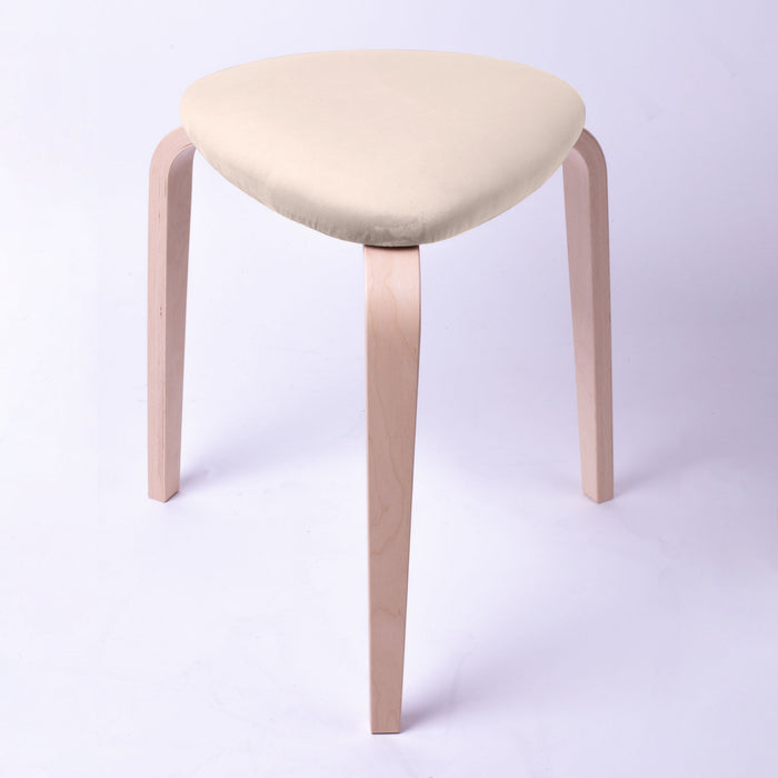 Sgabello Rotary moderno in velluto con struttura in legno naturale chiaro dim: H 45 cm x Diam 35 cm