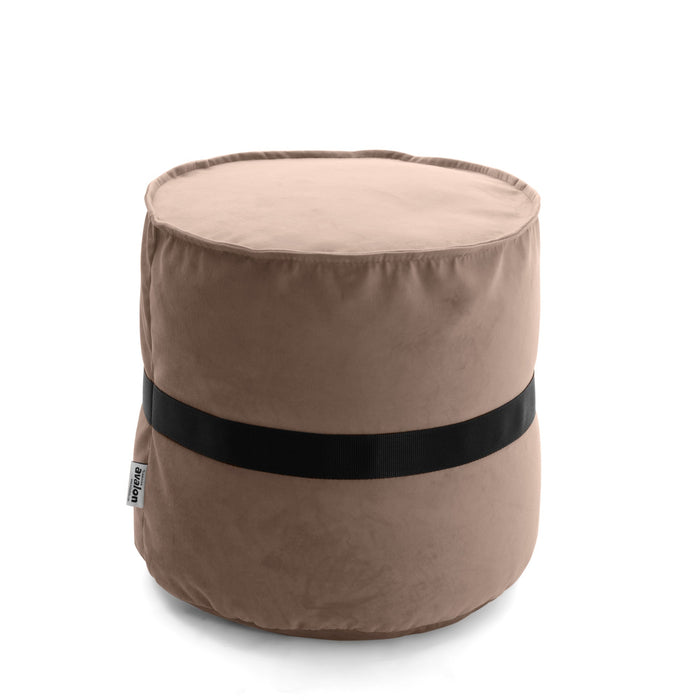 Pouf cilindro poggiapiedi Belt in velluto con cintura in nylon