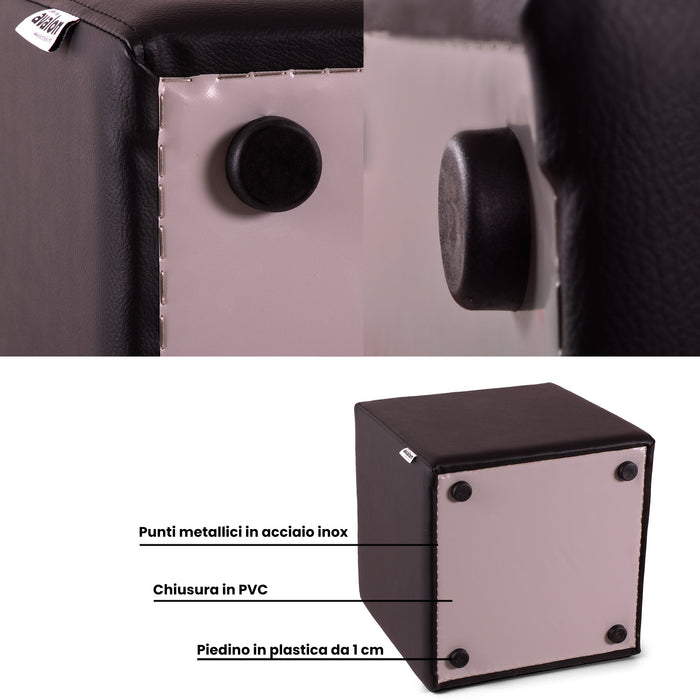 Avalon Pouf Rigido Cubo Similpelle Mamba TrendyClasse 1-IM Ignifugo per Interno ed Esterno. Dim: Larg. 70 cm X Prof. 70 cm X Alt. 43 cm