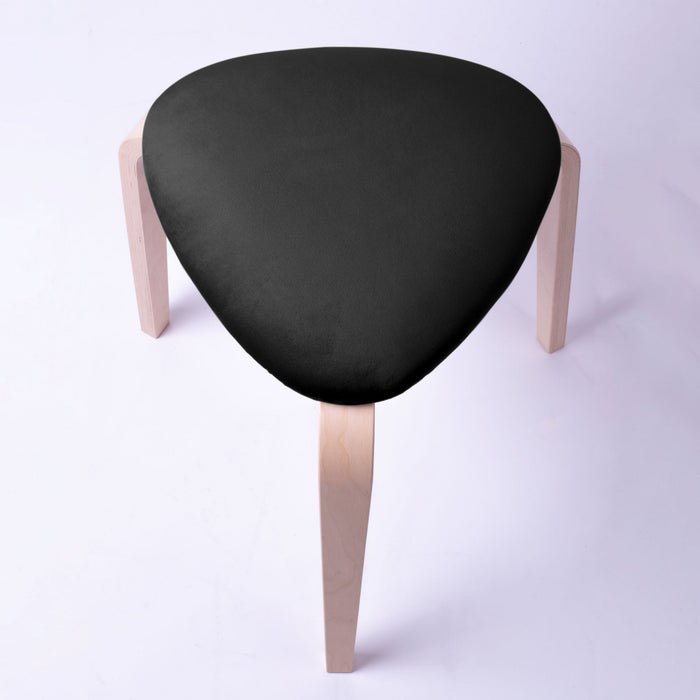 Sgabello Rotary moderno in velluto con struttura in legno naturale chiaro dim: H 45 cm x Diam 35 cm