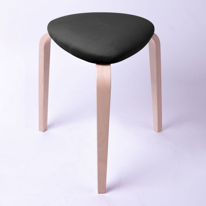 Sgabello Rotary moderno in velluto con struttura in legno naturale chiaro dim: H 45 cm x Diam 35 cm