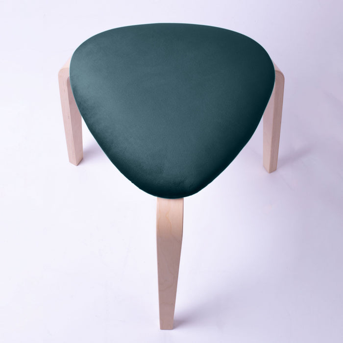 Sgabello Rotary moderno in velluto con struttura in legno naturale chiaro dim: H 45 cm x Diam 35 cm