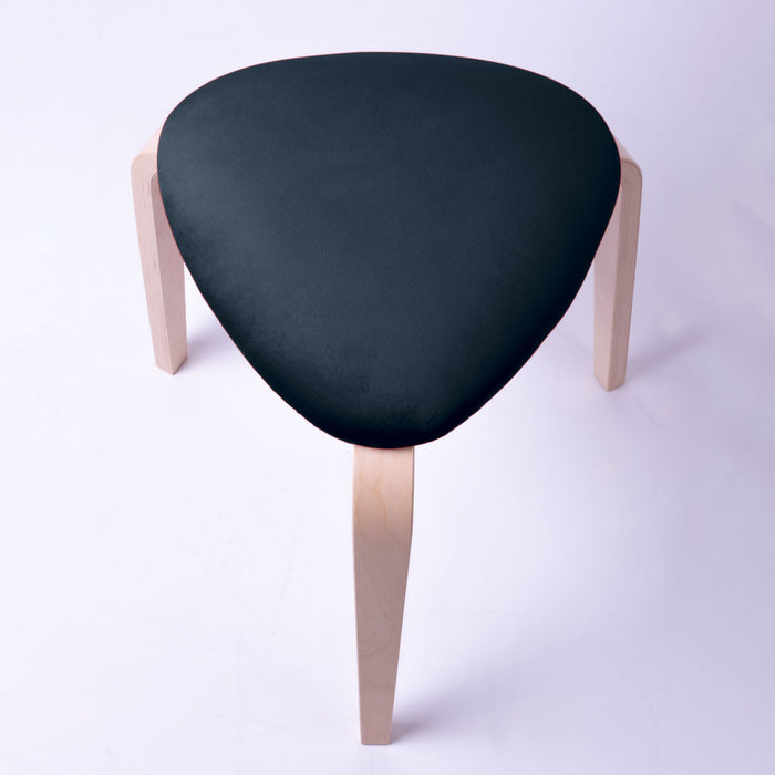 Sgabello Rotary moderno in velluto con struttura in legno naturale chiaro dim: H 45 cm x Diam 35 cm