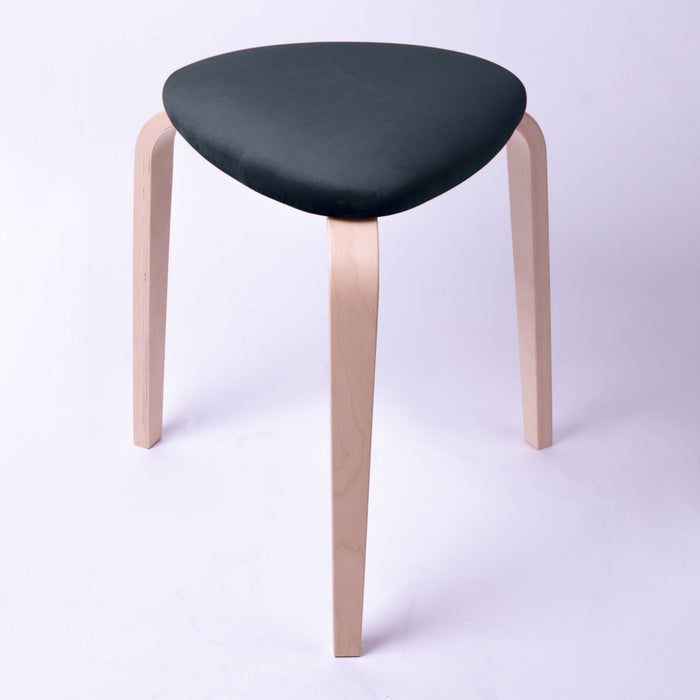 Sgabello Rotary moderno in velluto con struttura in legno naturale chiaro dim: H 45 cm x Diam 35 cm