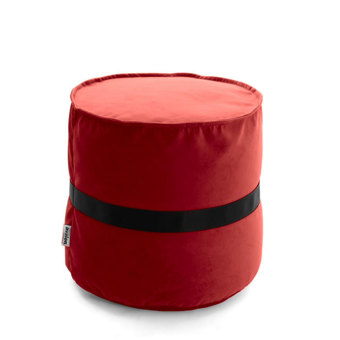 Pouf cilindro poggiapiedi Belt in velluto con cintura in nylon