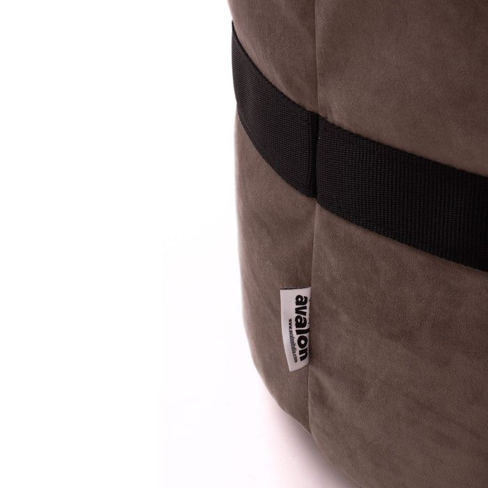 Pouf cilindro poggiapiedi Belt in velluto con cintura in nylon