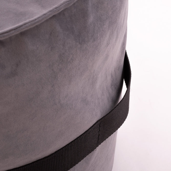 Pouf cilindro poggiapiedi Belt in velluto con cintura in nylon