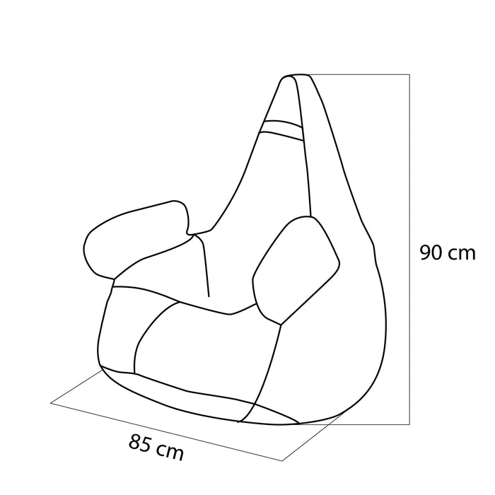 Pouf poltrona sacco Grande con braccioli Ploof, sfoderabile con sacca interna, Avalon in tessuto poliestere Jive per interno Imbottito, Antistrappo, Impermeabile Dim: Ø85 x H90 cm