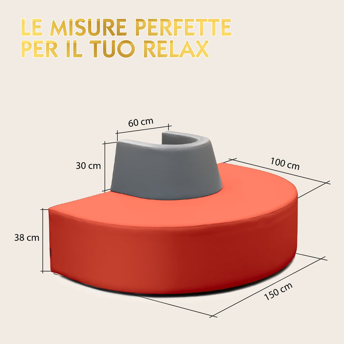 Pouf Magnetica Avalon in Ecopelle Mamba Trendy Classe 1-IM Ignifugo per Interno ed Esterno. Dim: Larg. 150 cm X Prof. 100 X H70 cm