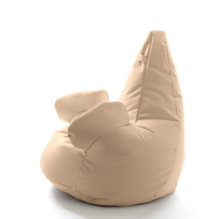 Pouf poltrona sacco Grande con braccioli Ploof, sfoderabile con sacca interna, Avalon in tessuto poliestere Jive per interno Imbottito, Antistrappo, Impermeabile Dim: Ø85 x H90 cm