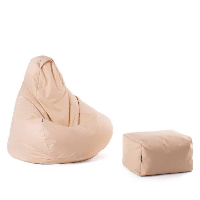 Pouf poltrona sacco Herry con poggiapiedi in omaggio, Avalon in tessuto poliestere Jive per interno. Dim: Ø80 x H90 cm
