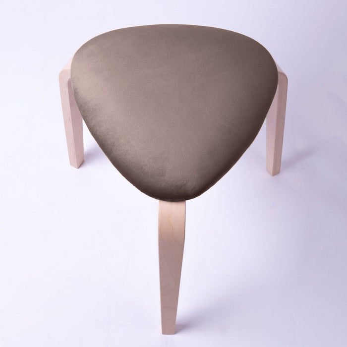 Sgabello Rotary moderno in velluto con struttura in legno naturale chiaro dim: H 45 cm x Diam 35 cm
