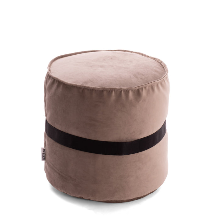 Pouf cilindro poggiapiedi Belt in velluto con cintura in nylon