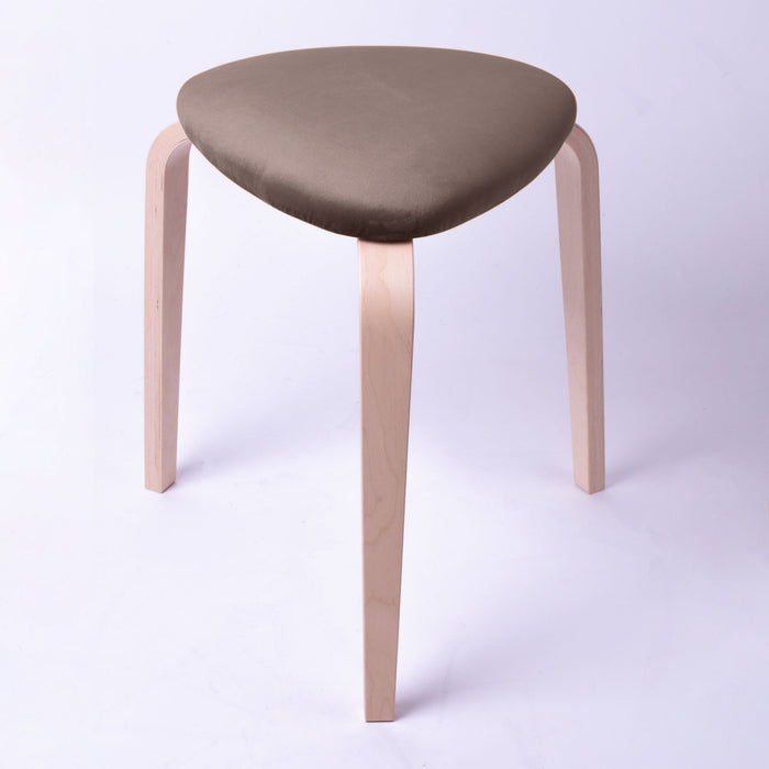 Sgabello Rotary moderno in velluto con struttura in legno naturale chiaro dim: H 45 cm x Diam 35 cm