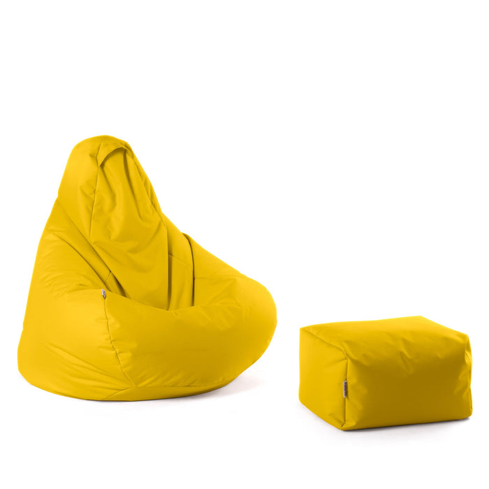 Pouf poltrona sacco Herry con poggiapiedi in omaggio, Avalon in tessuto poliestere Jive per interno. Dim: Ø80 x H90 cm
