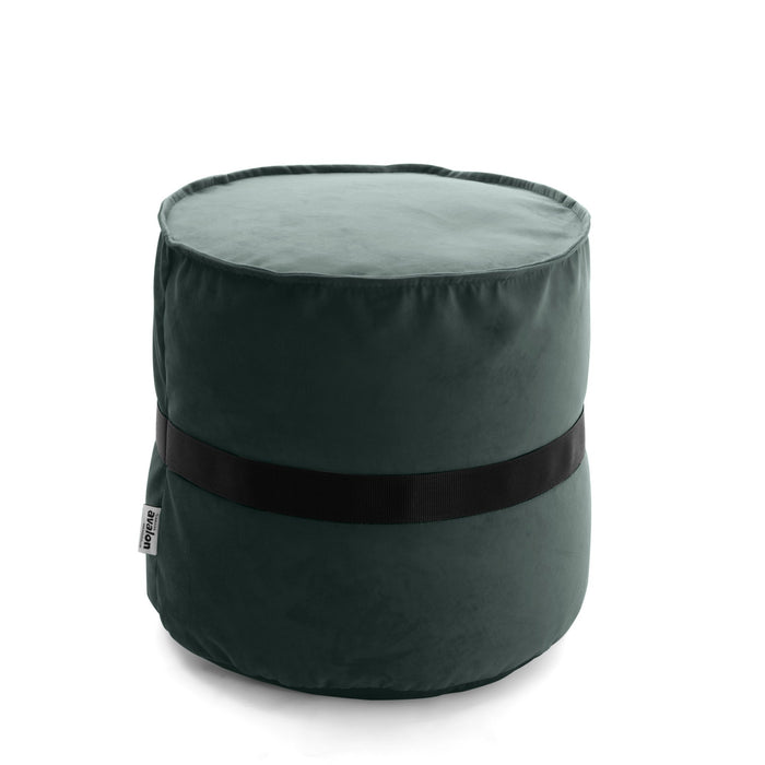 Pouf cilindro poggiapiedi Belt in velluto con cintura in nylon