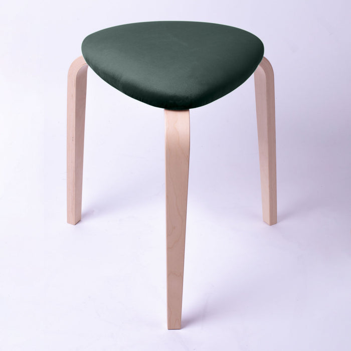 Sgabello Rotary moderno in velluto con struttura in legno naturale chiaro dim: H 45 cm x Diam 35 cm