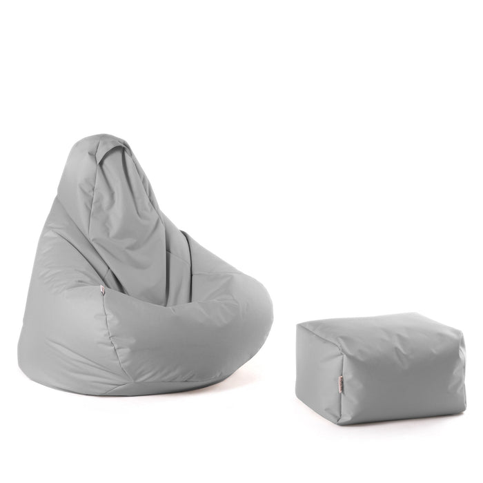 Pouf poltrona sacco Herry con poggiapiedi in omaggio, Avalon in tessuto poliestere Jive per interno. Dim: Ø80 x H90 cm