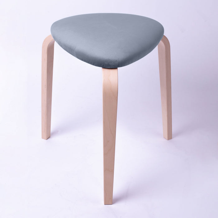 Sgabello Rotary moderno in velluto con struttura in legno naturale chiaro dim: H 45 cm x Diam 35 cm